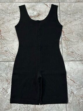 Vintage Instant Action Black Cotton Spandex Bodysuit Made in Hong Kong Size S
